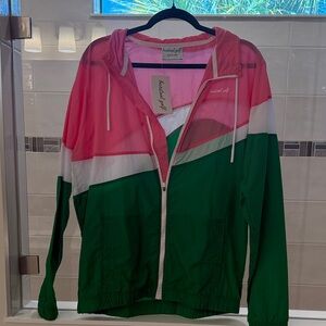 Barstool Golf Jacket - Pink and Green Women's Windbreaker Size M NWT